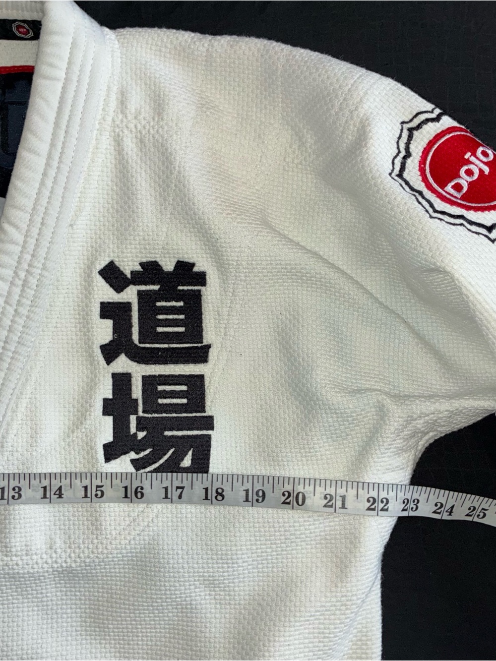 Fuji Judo Dojo White Gi with Black Kanji and Red Logo Patches - Picture 2 of 10
